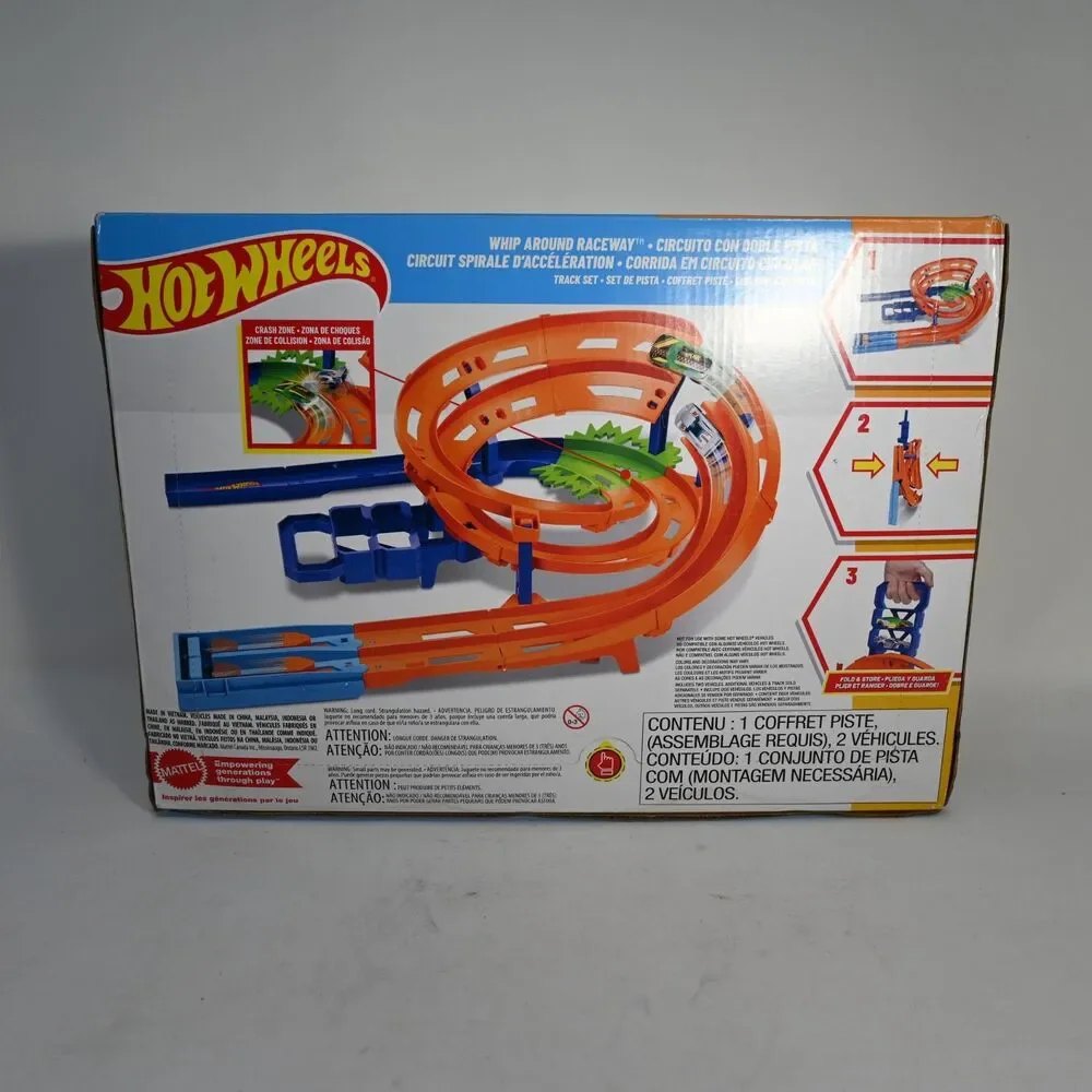 Hot Wheels Whip Around Raceway Stunt Tracks Set w/ 2 Cars Mattel